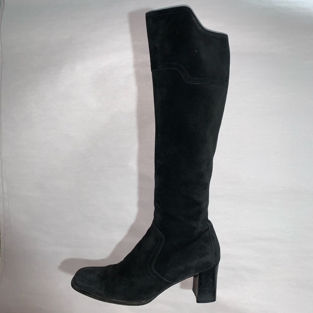 👋🏾SOLD👋🏾HERMÈS size 37 black suede/calfskin high heel boots